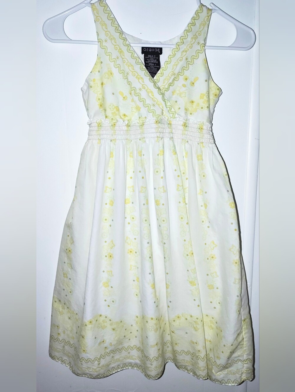 Vintage George White With Yellow& Green Floral Sundress for Girls